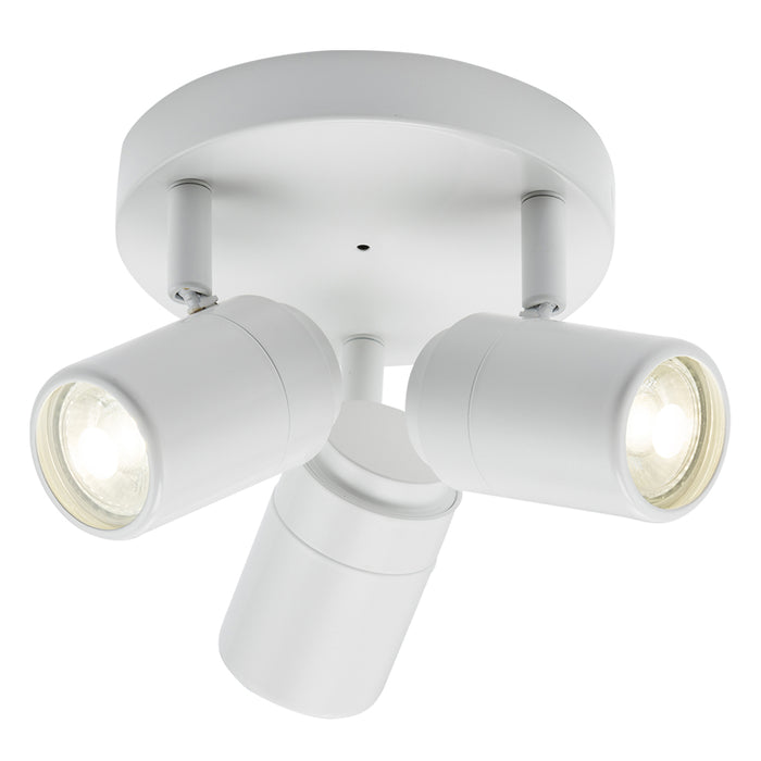 Knightsbridge BA03P3MW IP44 GU10 Triple Spotlight - Matt White Ceiling Light Knightsbridge - Sparks Warehouse