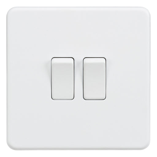Knightsbridge SF3000MW Screwless 10A 2G 2 Way Switch - Matt White Knightsbridge Screwless Flat Plate Matt White Knightsbridge - Sparks Warehouse