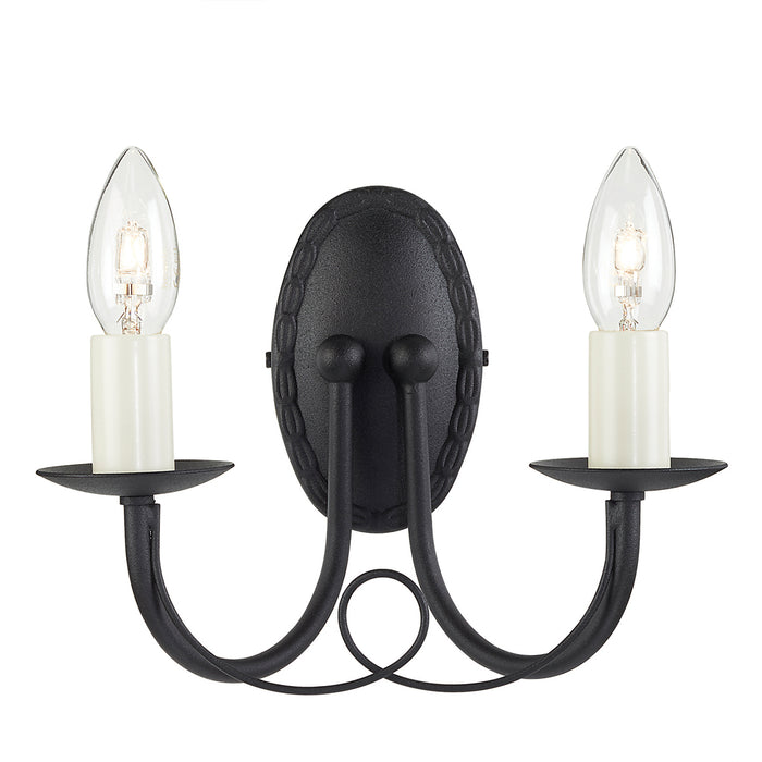 Elstead - MN2 BLACK Minster 2 Light Wall Light - Black - Elstead - Sparks Warehouse