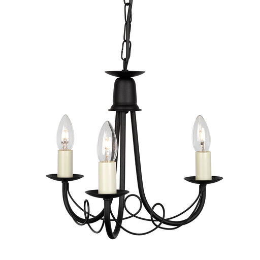 Elstead - MN3 BLACK Minster 3 Light Chandelier - Black - Elstead - Sparks Warehouse