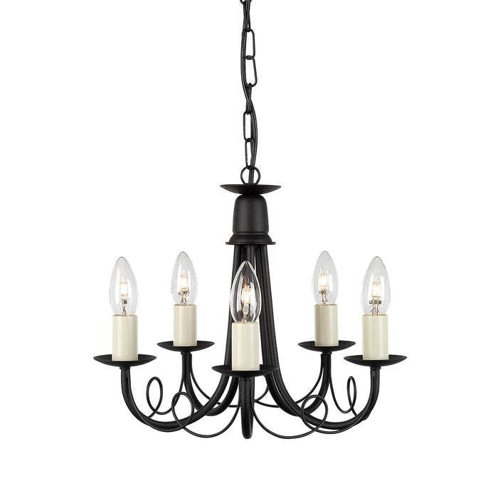 Elstead - MN5 BLACK Minster 5 Light Chandelier - Black - Elstead - Sparks Warehouse