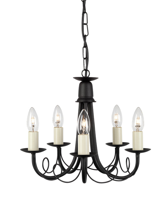 Elstead - MN5 BLK/GOLD Minster 5 Light Chandelier - Black/Gold - Elstead - Sparks Warehouse