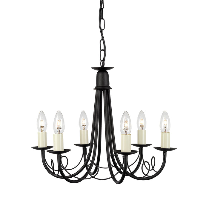 Elstead - MN6 BLACK Minster 6 Light Chandelier - Black - Elstead - Sparks Warehouse