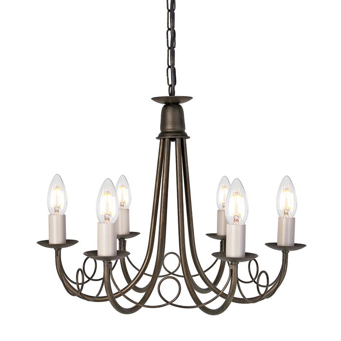 Elstead - MN6 IV/GOLD Minster 6 Light Chandelier - Ivory Gold - Elstead - Sparks Warehouse