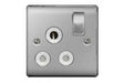 BG Nexus NBS99W Brushed Steel 15A 1 Gang Switched Socket - BG - sparks-warehouse