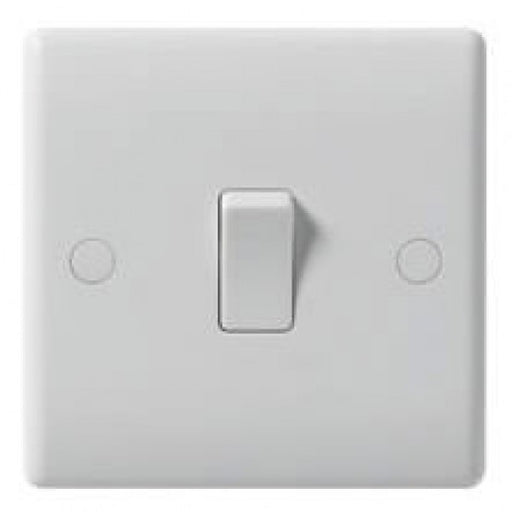 Bg Nexus 811 White Plastic Slim Single Light Switch 1 Gang 1 Way 10 Amp - BG - Sparks Warehouse