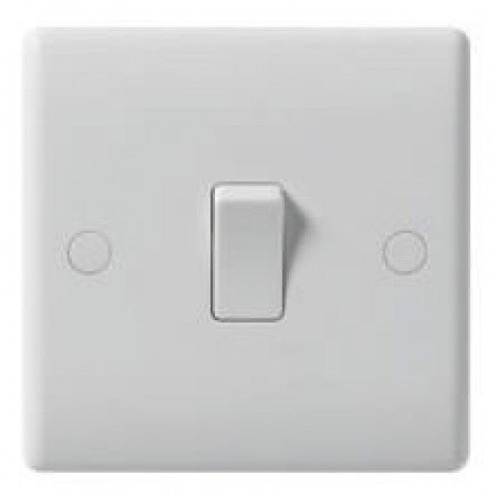 Bg Nexus 811 White Plastic Slim Single Light Switch 1 Gang 1 Way 10 Amp - BG - Sparks Warehouse