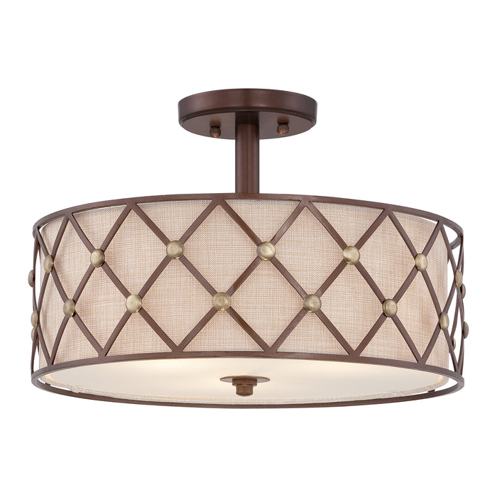 Elstead - QZ/BROWNLATT/SF Brown Lattice 3 Light Semi-Flush - Elstead - Sparks Warehouse