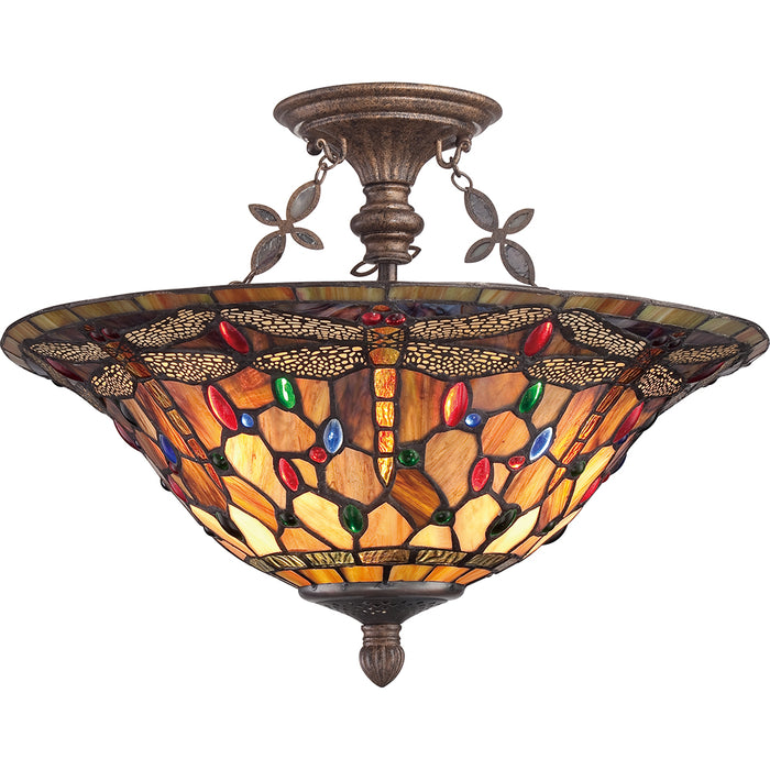 Elstead - QZ/JDRAGONFLY/SF Jewel Dragonfly 3 Light Extra Large Semi Flush Mount - Elstead - Sparks Warehouse