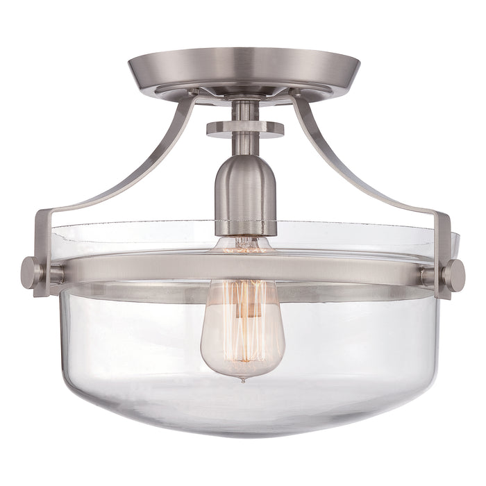 Elstead - QZ/PENNSTAT/F BN Penn Station 1 Light Semi Flush - Brushed Nickel - Elstead - Sparks Warehouse