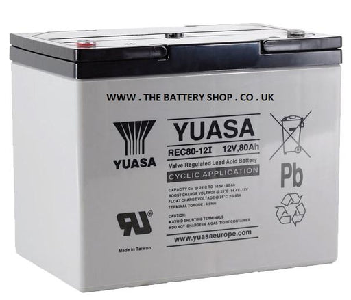 REC80-12 Yuasa 12v 80Ah Battery (replaces YPC75-12) Yuasa REC Batteries The Lamp Company - Easy Control Gear