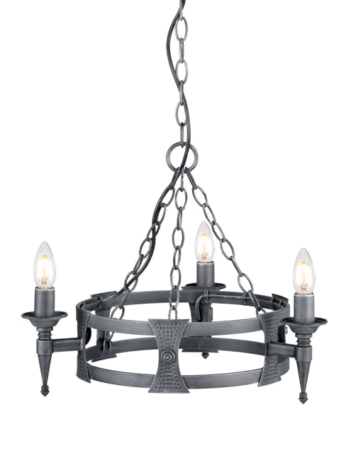 Elstead - SAX3 BLK/SIL Saxon 3 Light Chandelier - Black/Silver - Elstead - Sparks Warehouse