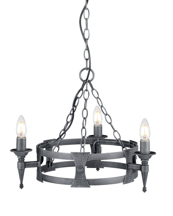 Elstead - SAX3 BLK/SIL Saxon 3 Light Chandelier - Black/Silver - Elstead - Sparks Warehouse