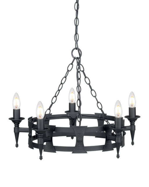 Elstead - SAX5 BLK Saxon 5 Light Chandelier - Black - Elstead - Sparks Warehouse