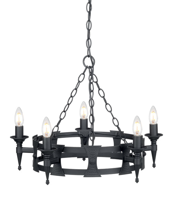 Elstead - SAX5 BLK Saxon 5 Light Chandelier - Black - Elstead - Sparks Warehouse
