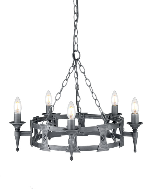 Elstead - SAX5 BLK/SIL Saxon 5 Light Chandelier - Black/Silver - Elstead - Sparks Warehouse