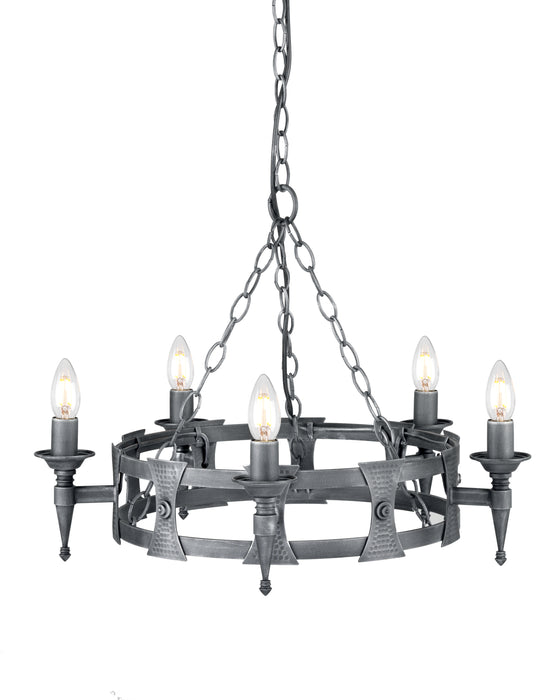 Elstead - SAX5 BLK/SIL Saxon 5 Light Chandelier - Black/Silver - Elstead - Sparks Warehouse