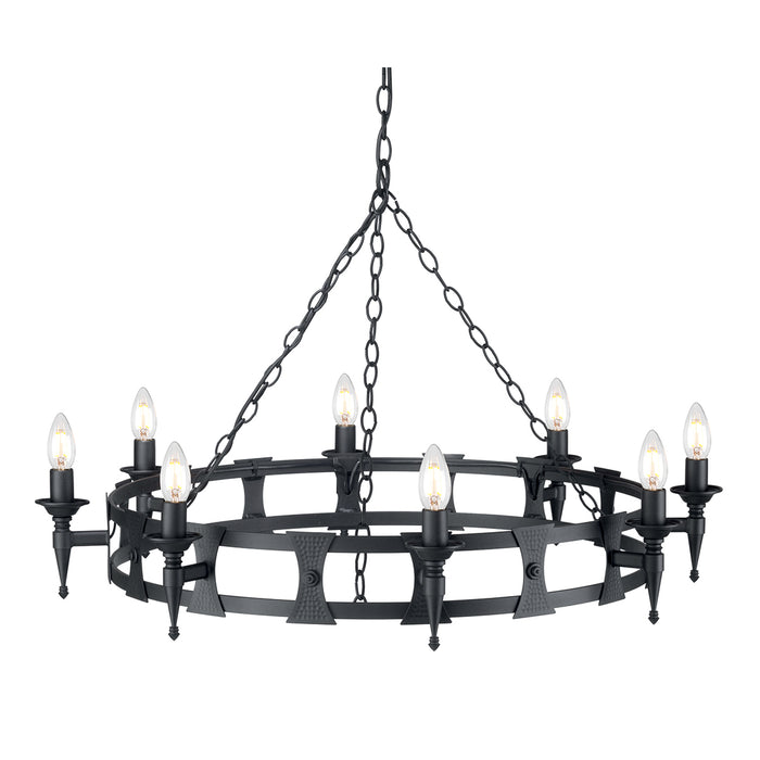 Elstead - SAX8 BLK Saxon 8 Light Chandelier - Black - Elstead - Sparks Warehouse