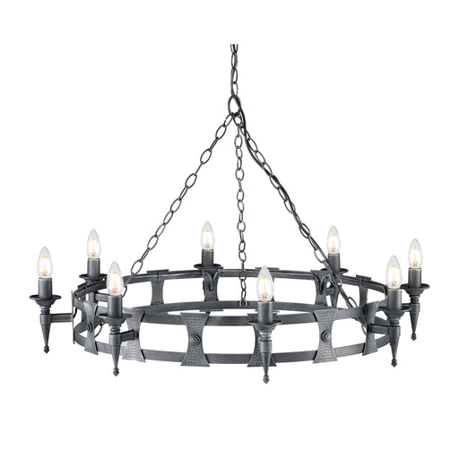 Elstead - SAX8 BLK/SIL Saxon 8 Light Chandelier - Black/Silver - Elstead - Sparks Warehouse