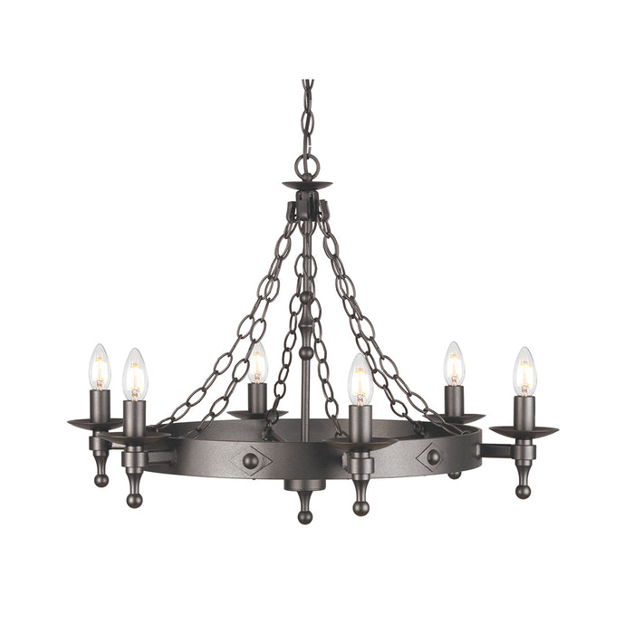 Elstead - WR6 GRAPHITE Warwick 6 Light Chandelier - Elstead - Sparks Warehouse
